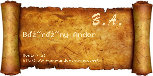 Bárány Andor névjegykártya
